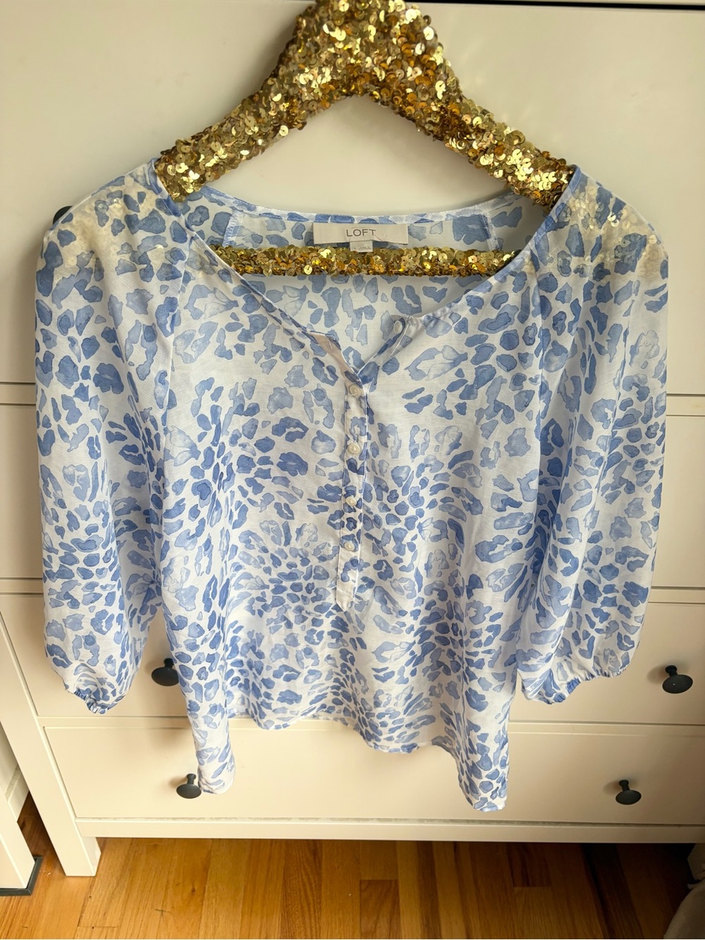 LOFT Blue Floral Print Women's Blouse